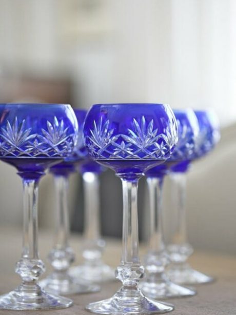 Six Val Saint-Lambert crystal glasses c.1940