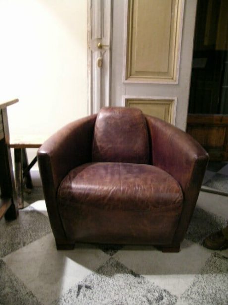 Art Deco buffalo leather club chairs