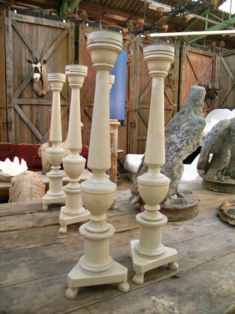 Pair of Italian Wooden Church Candlesticks c.1900