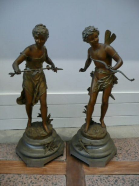 Pair of spelter gilded figurines c.1890