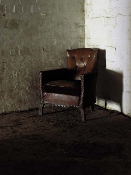 Pair of art deco leather and brown velvet armchairs