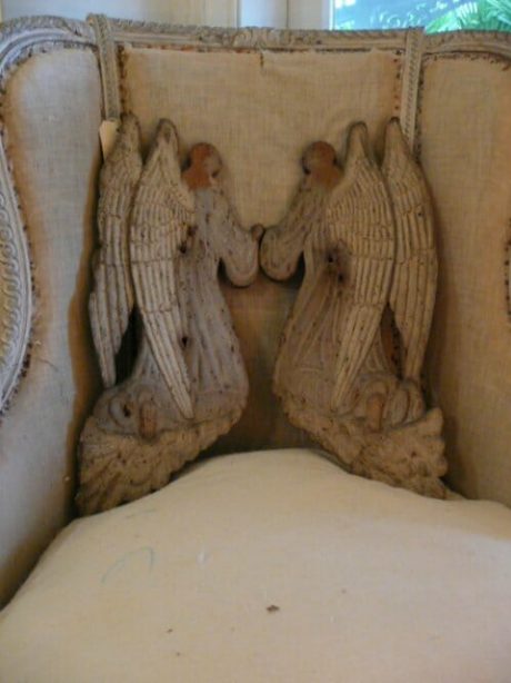 Pair of Directoire painted wooden angels c.1830