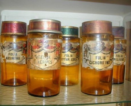 Antique pharmaceutical glass jars c 1910
