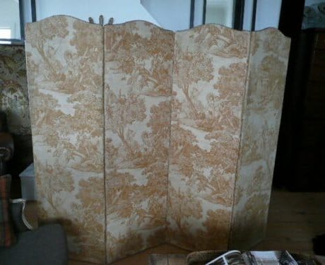 1920s Toile de Jouy four panel folding screen