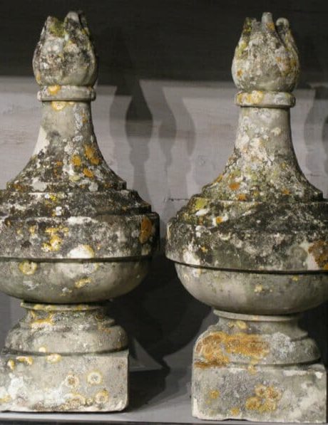 Pair of French late 19th century carved limestone finials c.1890