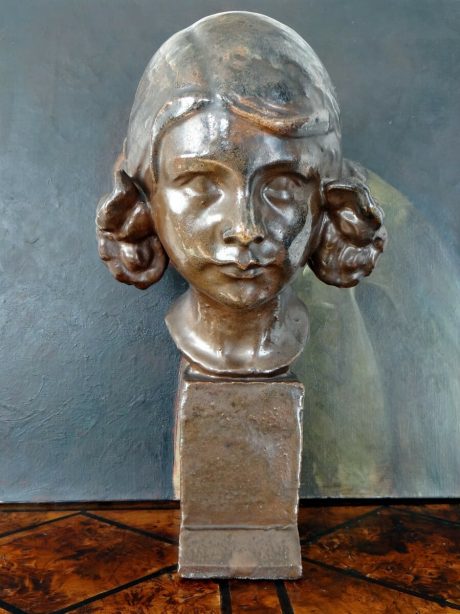 Glazed terracotta bust of a child attributed to Craco c.1940