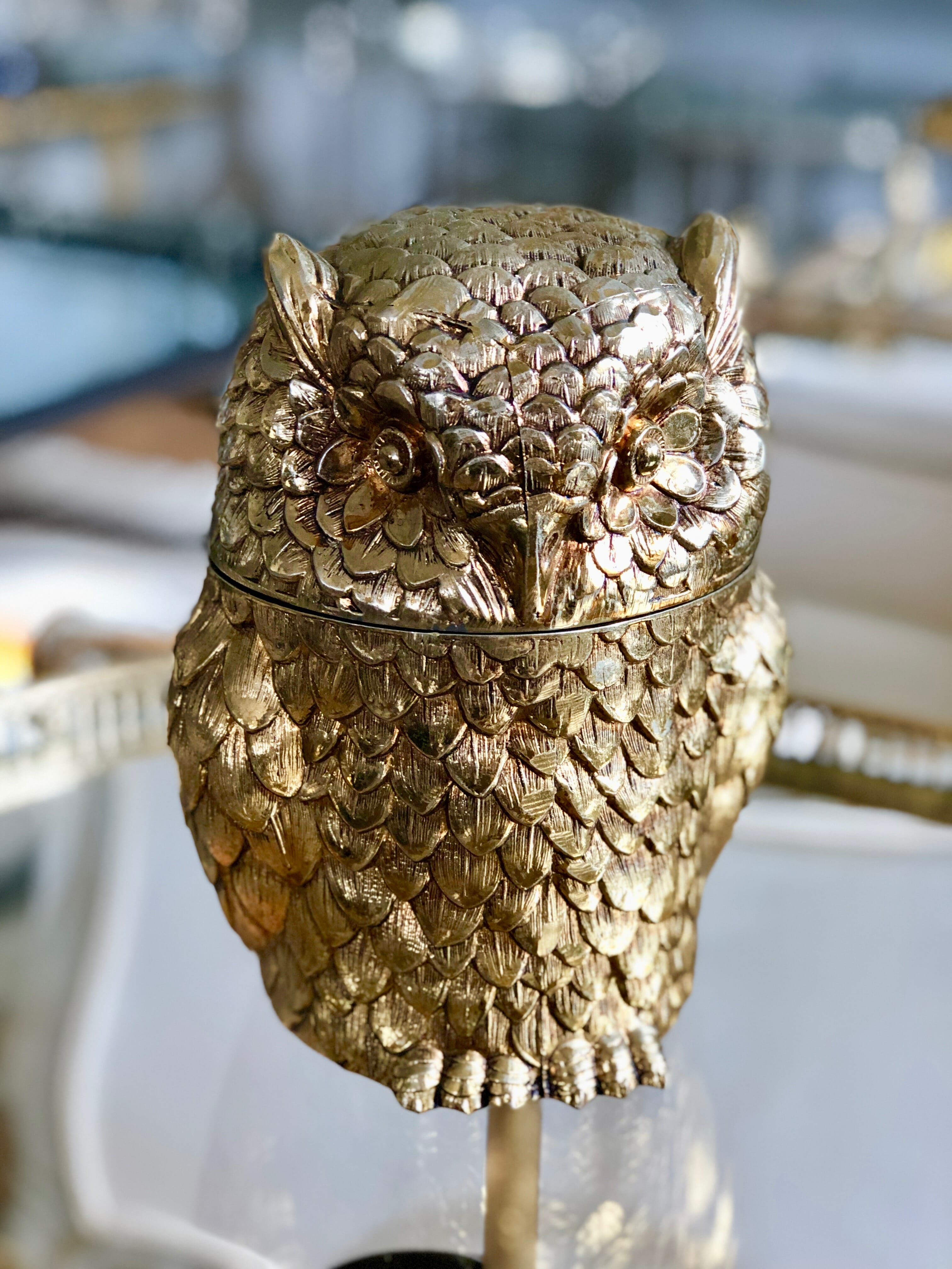 Iconic Italian owl gilt metal ice bucket designed by Mauro Manetti ...