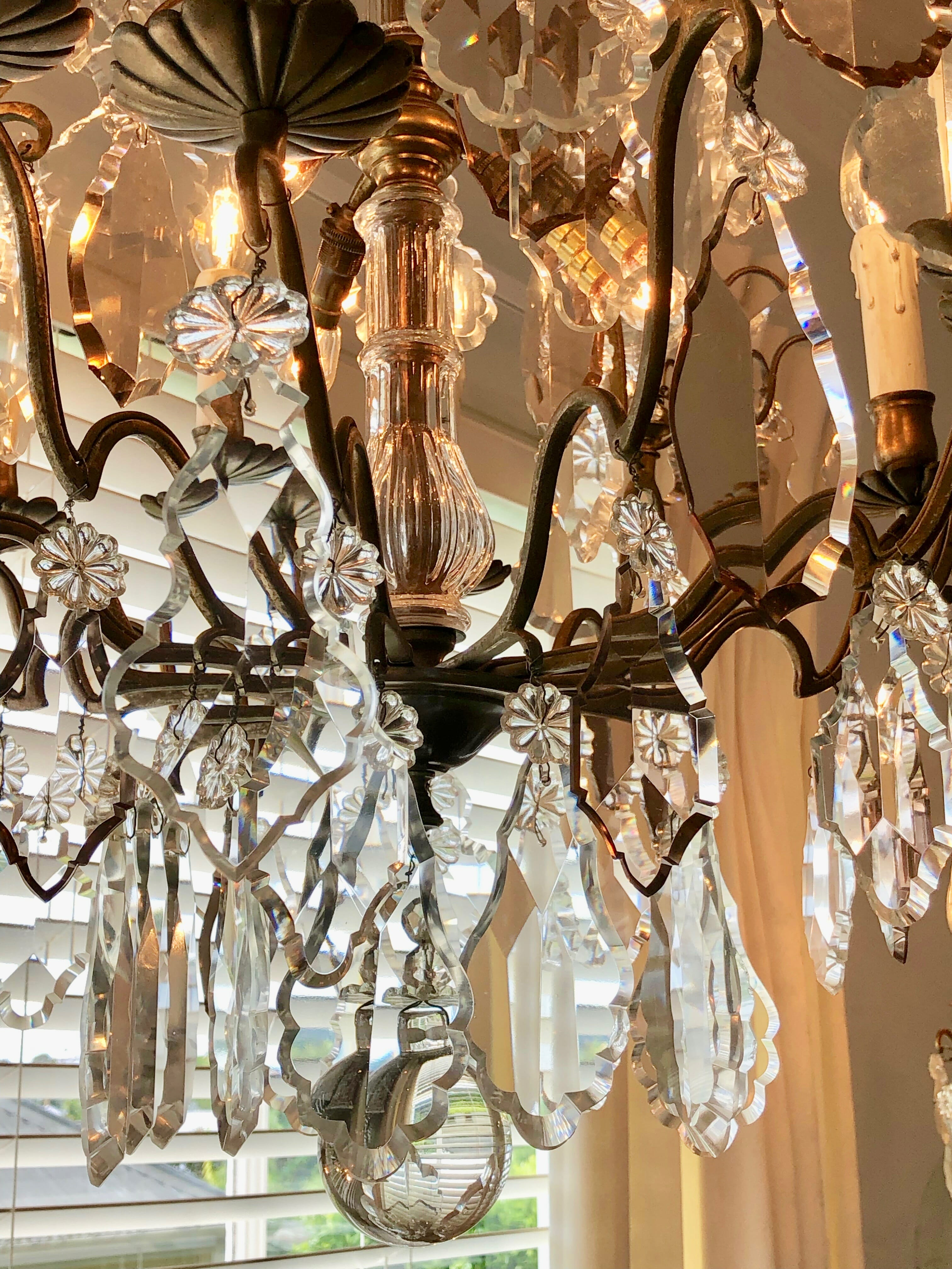 19th century French crystal and bronze chandelier - European Antiques