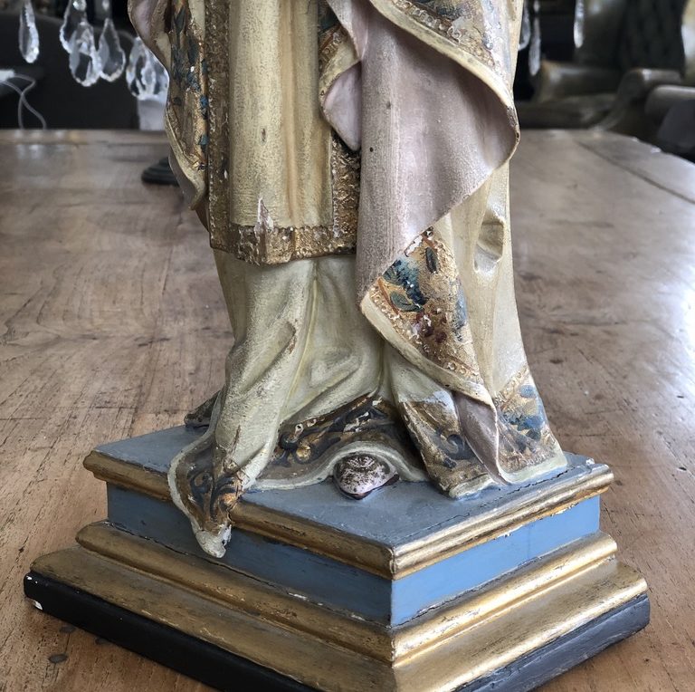 Antique polychrome Madonna and child statue c.1880 - European Antiques