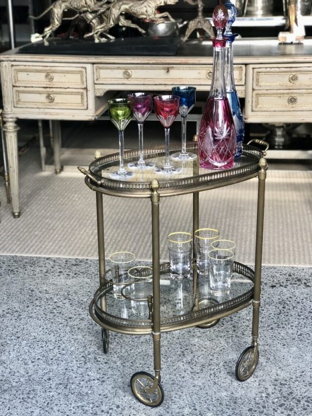 A French Mid-Century Brass and Glass Drinks Trolley – European Antiques