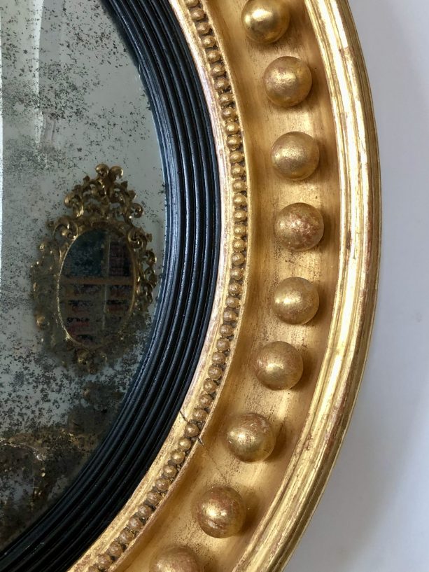 English Regency gilt wood convex mirror c.1820 – European Antiques