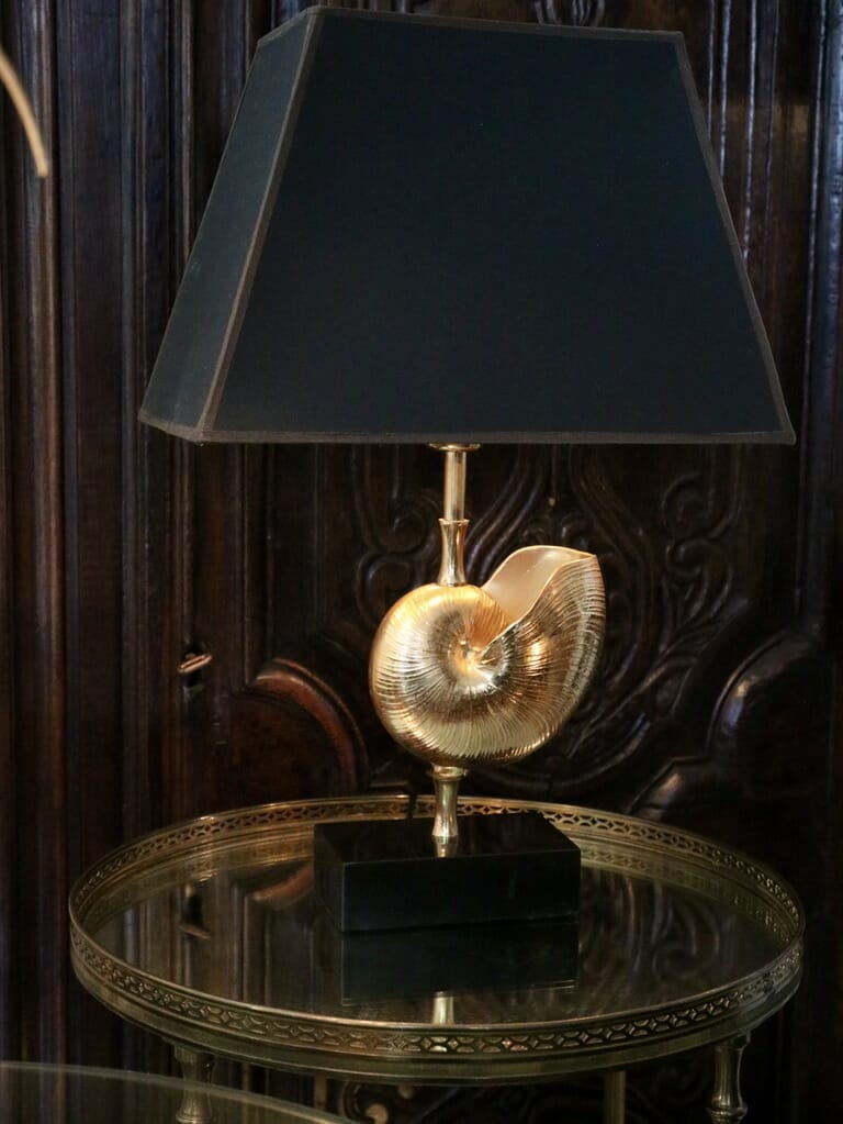 Vintage Brass Nautilus Shell Table Lamp, 1970's