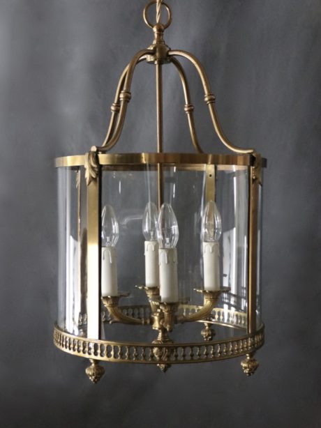 French bronze and glass hall lantern