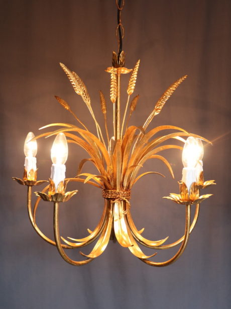 Iconic Hollywood Regency wheat sheaf chandelier