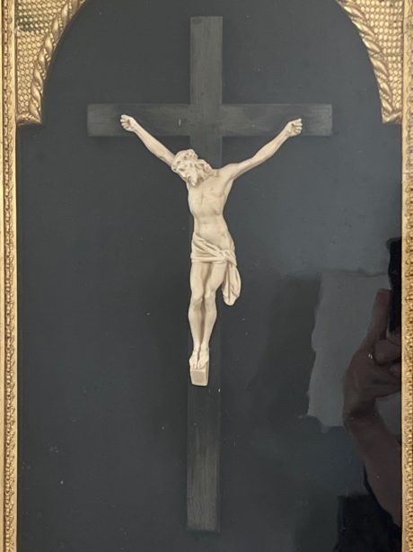 19th century French crucifix in gilded frame