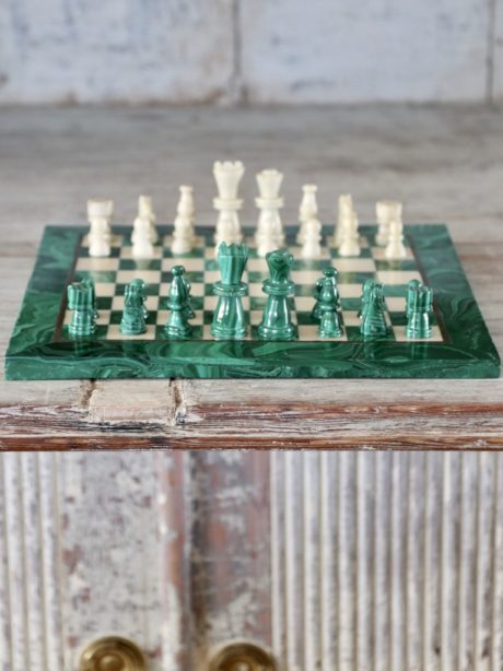 Mid century Malachite chess set