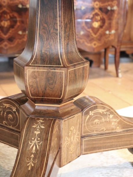 Antique Charles X pedestal table in inlaid rosewood