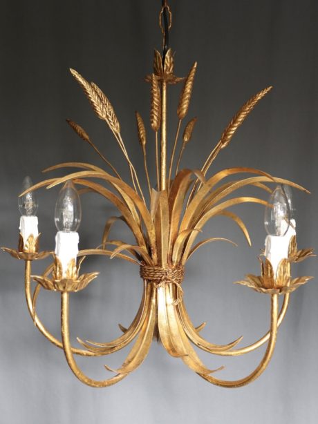 Iconic Hollywood Regency wheat sheaf chandelier