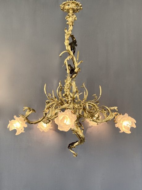 Antique gilt bronze chandelier in Louis XV style