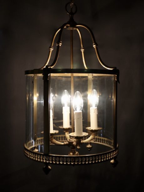 French bronze and glass hall lantern