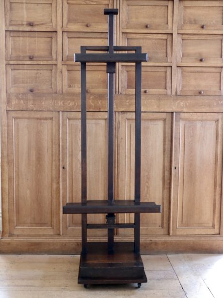 Antique French oak artists floor easel