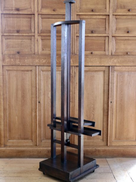 Antique French oak artists floor easel