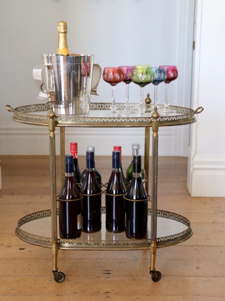 Oval Neoclassical copper and brass drinks trolley