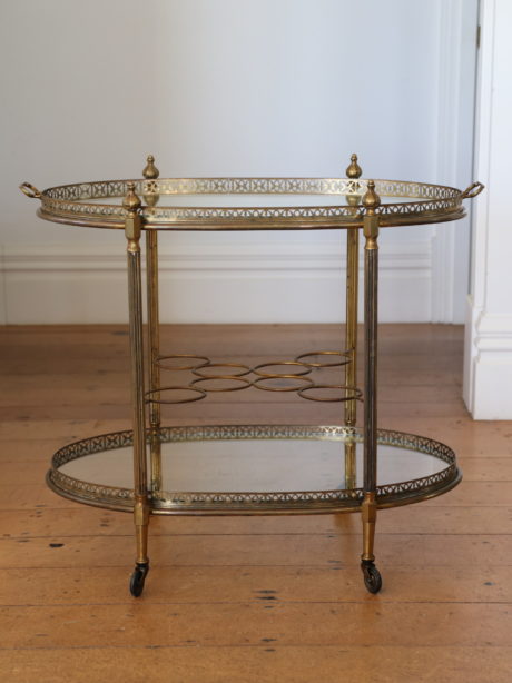 Oval Neoclassical copper and brass drinks trolley