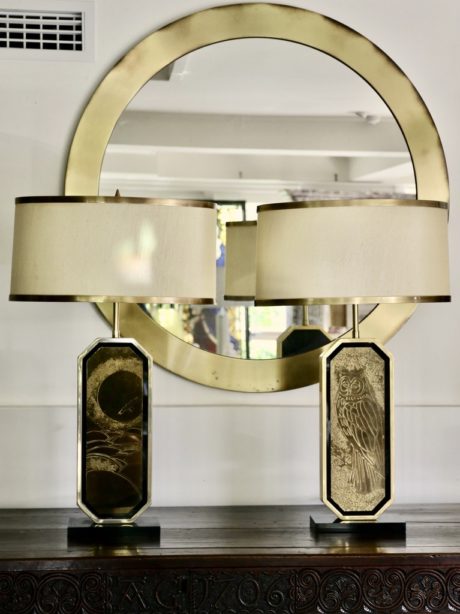 A near pair of 23kt gold Designo Maho table lamps