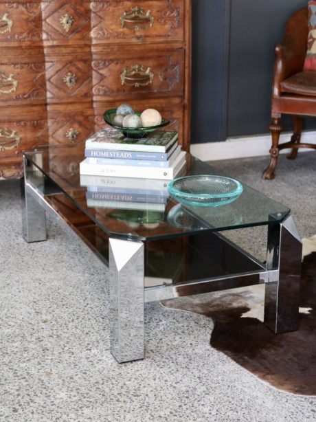 Belgo Chrom two tiered chromed steel coffee table