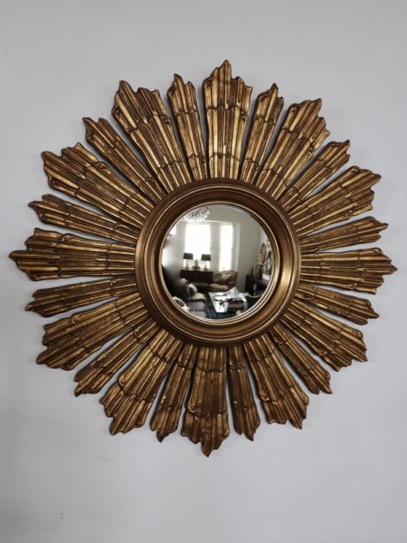 Louis XIV style French gilt wood sunburst mirror