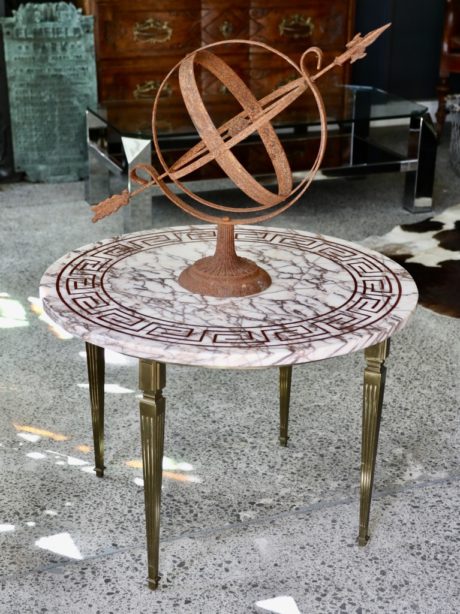 Marble and brass Greek key design coffee table