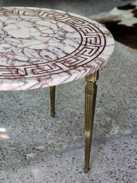 Marble and brass Greek key design coffee table