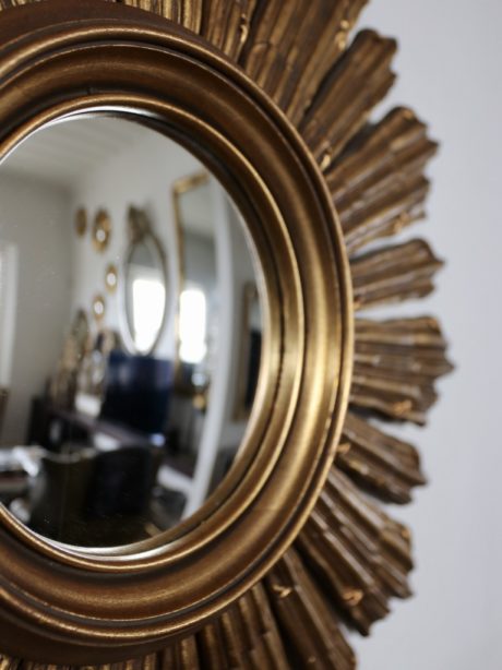 Louis XIV style French gilt wood sunburst mirror