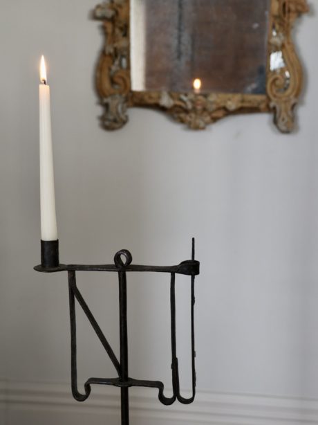 18th century wrought iron candle holder