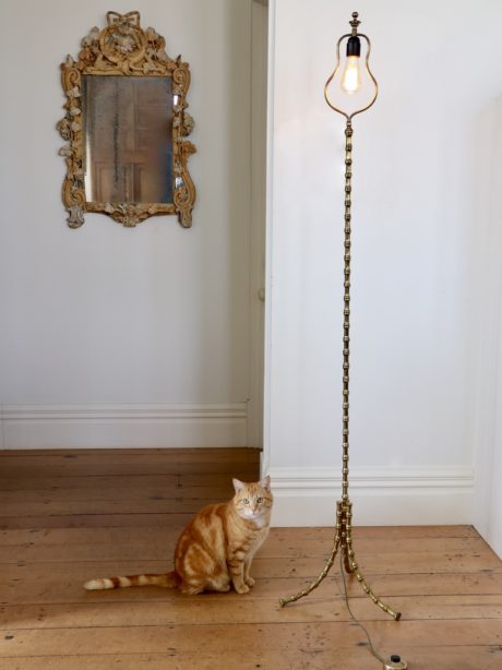 Mid century Bamboo brass floor lamp