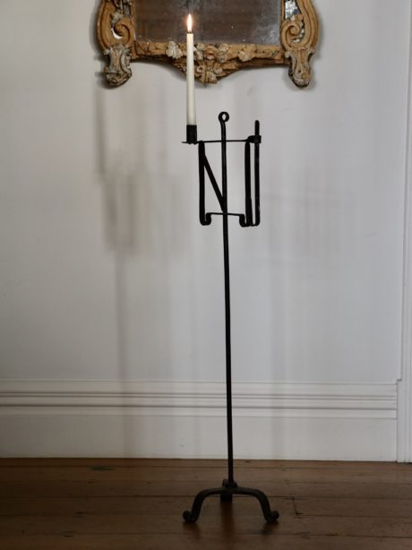 18th century wrought iron candle holder