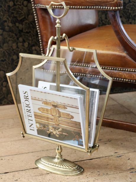 Hollywood Regency brass magazine rack