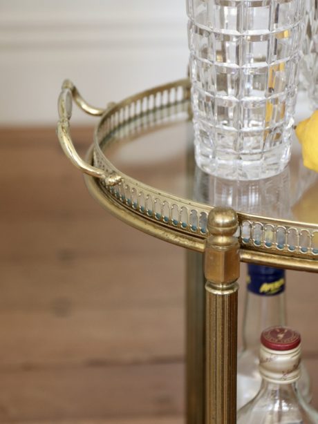 French oval brass drinks trolley c.1950