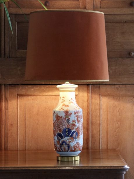 A mid century Royal Delft Imari Pijnacker vase lamp