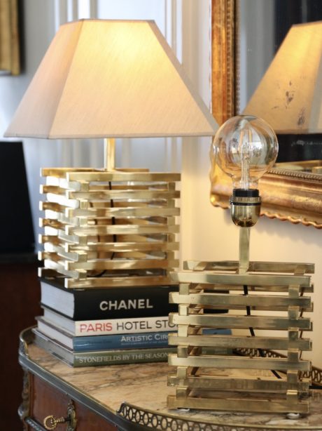 Romeo Rega brass slatted table lamps