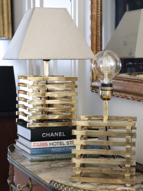 Romeo Rega brass slatted table lamps