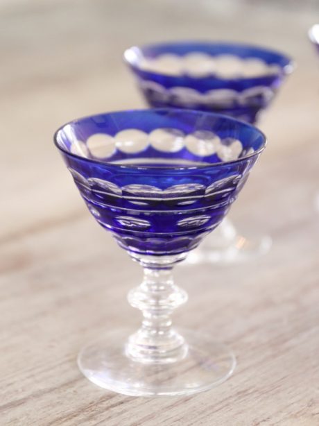 VSL 'Blarney' blue Liquor cocktail crystal glasses