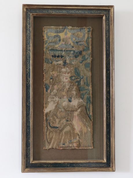 17th century framed tapestry fragments