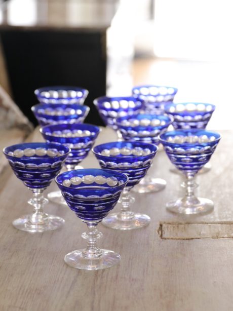 VSL 'Blarney' blue Liquor cocktail crystal glasses