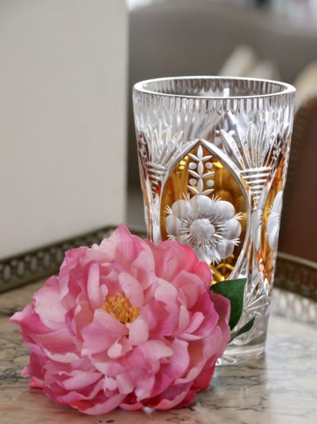 Huta Szkła Julia amber hand cut crystal vase