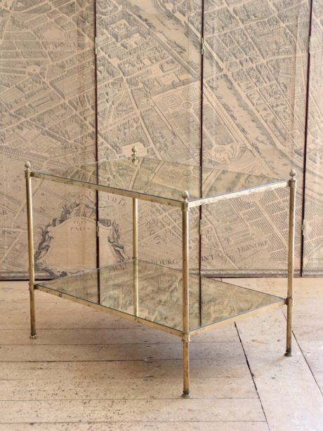 Maison Baguès glass and brass sofa table