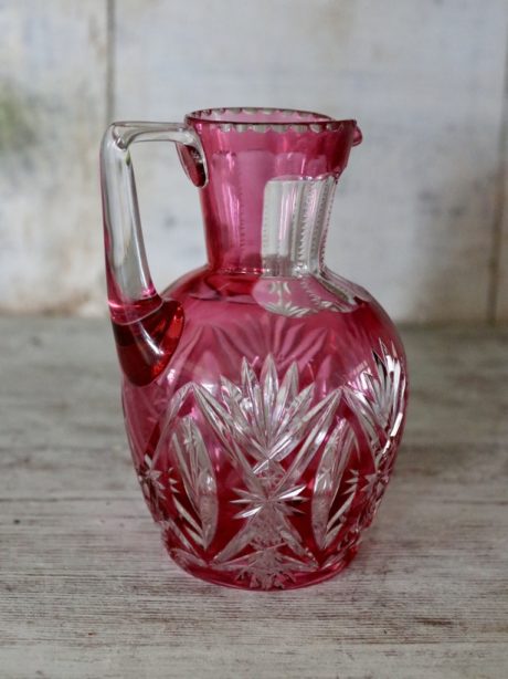 Val St Lambert cranberry crystal pitcher