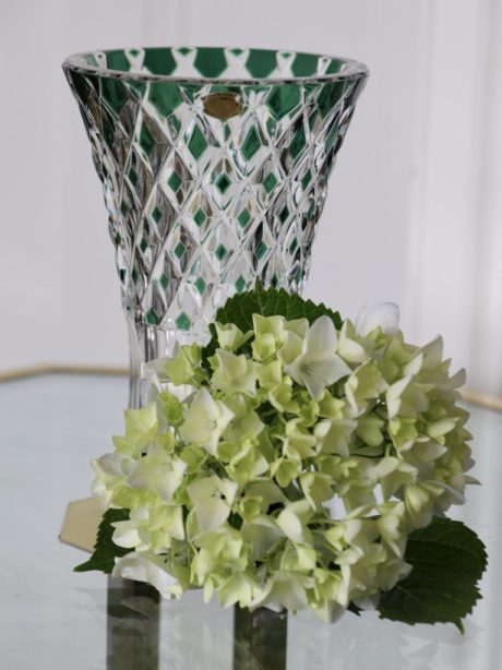 Val Saint Lambert Emerald Green cut crystal vase