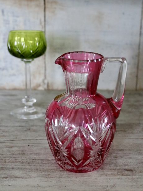 Val St Lambert cranberry crystal pitcher